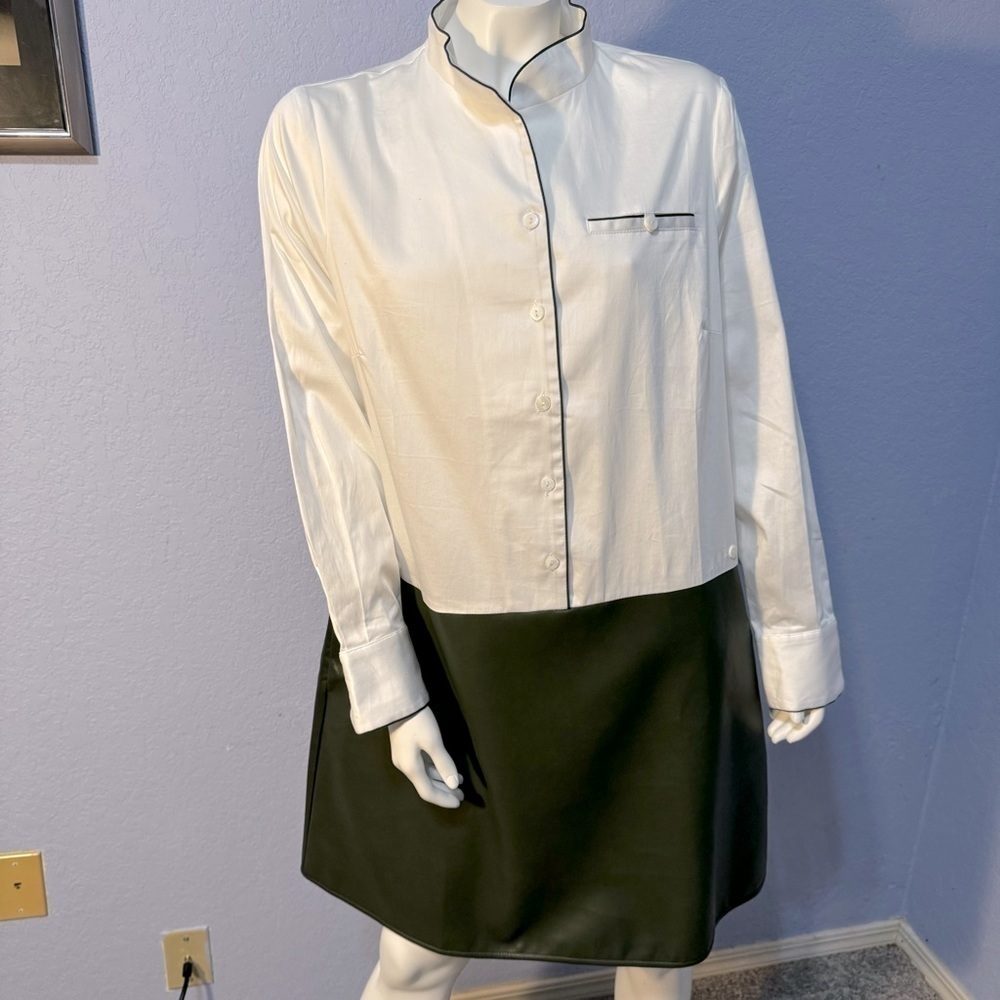 Tuckernuck Delphina Faux Leather Hunter Green Long Sleeves Pockets Dress